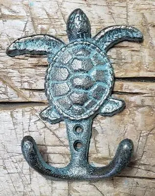 Cast Iron SEA TURTLE Towel Hanger Coat Hat Hooks Key Rack Hook Ocean Beach Sand • $6.99