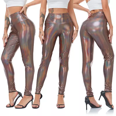 $19.99 • Buy Women Faux PU Leather Leggings Push Up High Waist Stretchy Skinny Pants Trousers