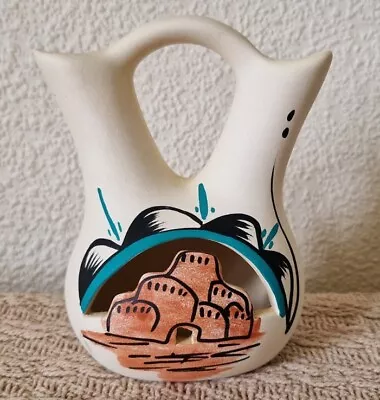 L Toya Signed Ceramic Native American Posy Vase 4.75  • £10