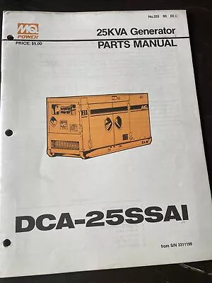MQ MULTIQUIP Power DCA-25SSA GENSET PARTS MANUAL CATALOG BOOK LIST Generator • $47.49