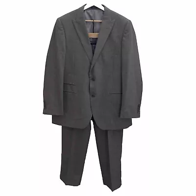 J Ferrar 2 Piece Rayon Blend 2 Button Suit 44R Pants 36 X 32 Gray Flat Front • $49.94
