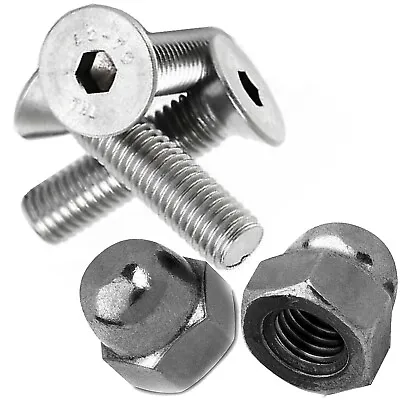 M3 A2 Stainless Steel Countersunk Screws Socket Bolts + Hex Dome Cap Nuts Domed • £2.75
