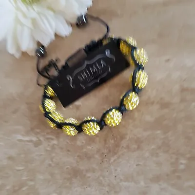 £10.50 • Buy Shimla Bracelet Yellow Citrus Crystal And Black Cord NEW