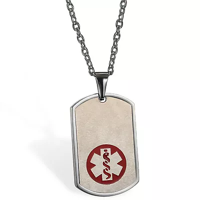 Men Stainless Medical ID Dog Tag Diabetic Pendant Necklace Free Custom Engraving • £9.64