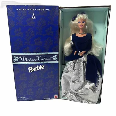 NEW AVON EXCLUSIVE Mattel WINTER VELVET Blue & Silver BARBIE DOLL Caucasian • $10