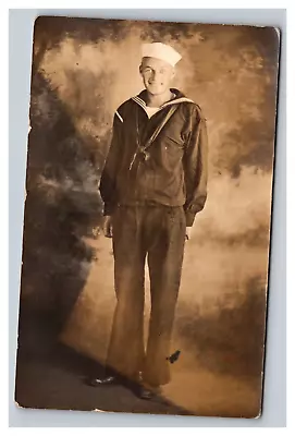 Vintage 1910's RPPC Postcard - Studio Portrait Of WW1 Sailor In Norfolk Virginia • $21.97