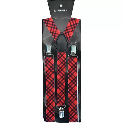 Pack Of 2 Unisex Adjustable Trouser Checks Suspender Braces Unisex Elastic • £14.94