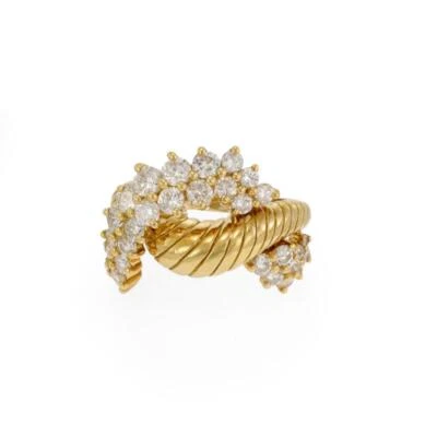 Jose Hess 2ct Diamond 18k Yellow Gold Interlace Design Band Ring Size 7.75 • $2817.93