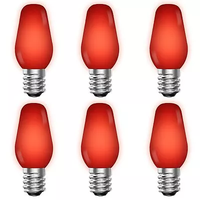 Luxrite C7 LED Red Light Bulb For String Lights 0.5W E12 UL Outdoor 6 Pack • $11.95