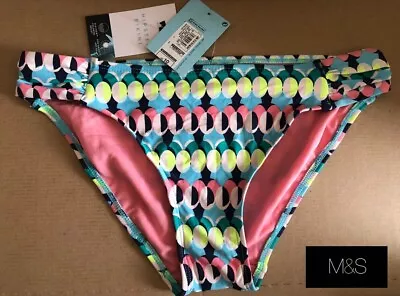 Mulricolour Blue Marks & And Spencer M&S Beach Bikini Bottoms Swimwear Plus Size • £6.95