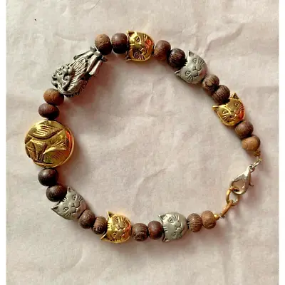 Vintage Kitty Cat Charm Bracelet Kitties Cats Lion Retro Jungle • $17.49