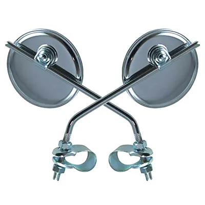 2x VINTAGE CLASSIC RETRO BIKE BICYCLE REAR VIEW MIRROR ROUND 3  HANDLEBAR CHROME • $19.95