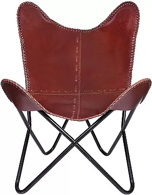 Vintage Ten Retro Leather Handmade Butterfly Chair Full Folding Relax Arm Chair • $132.99