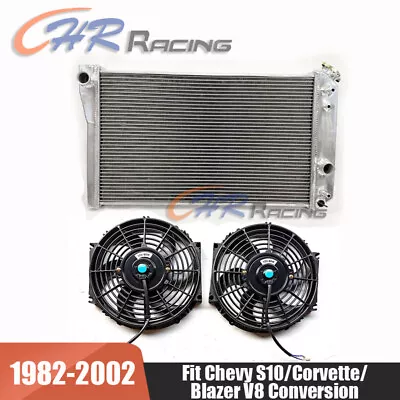 Aluminum Radiator+FAN FOR Chevrolet Chevy S10 (W/ V8 Conversion) AT/MT 1982-2002 • $165