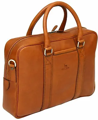 Genuine Leather 13  Laptop Briefcase Business Bag Twin Handle Case Made In Italy • £219.99