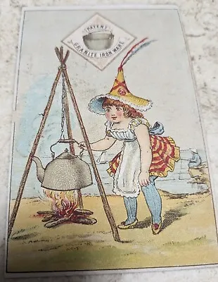  Vtg Trade Card Granite Ironware Witch With Kettle Halloween Grand Rapids Mich • $174.99