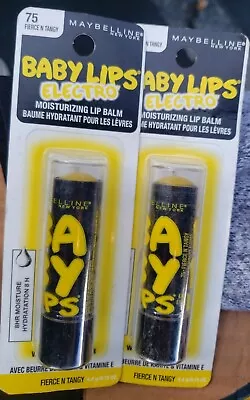 3 Maybelline New York Baby Lips ELECTRO Moisturizing Lip Balm #75 Fierce N Tangy • $18.99