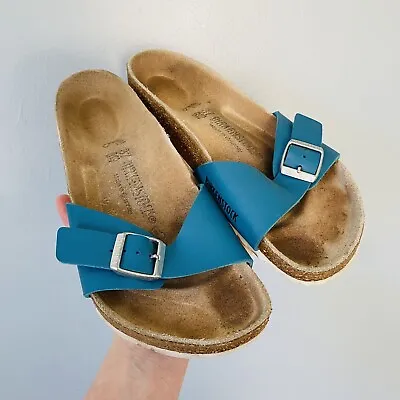 Birkenstock Sandals EU 37 US 6-6.5 Madrid Turquoise Blue Birko-Flor Hippie Vegan • $35