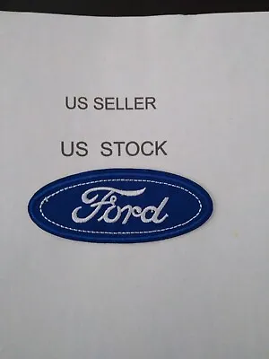 Ford Motor Car Automotive Patch BLUE & WHITE Embroidered Iron-On Sew-On 3 1/2 In • $2.89