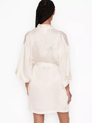 Victorias Secret Satin Graphic BRIDE Robe Relaxed Fit Tie Brand New M/L W/ Tags • $42.95