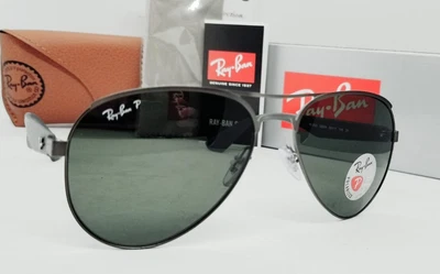$109.99 • Buy RAY BAN Gunmetal/green POLARIZED RB3523 029/9A 59 Aviator SUNGLASSES New In Box!