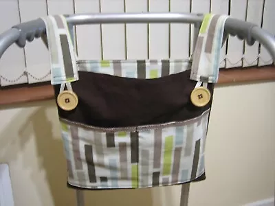 WALKING/ZIMMER FRAME BAG WITH 4 POCKETS -Brown/multi Blocks • £11.50