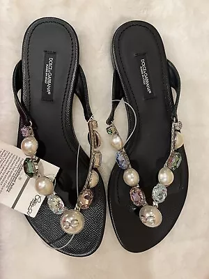 Dolce & Gabbana DG Jeweled Women's Flip Flop Sandals (SIZE 5 1/2) • $199.99