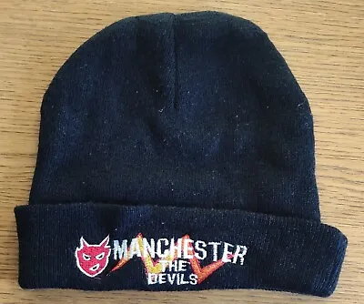 MANCHESTER UNITED FC Vintage 90s Beanie Hat Black - Manchester The Devils    (b) • £4.99