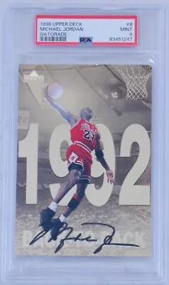 1998 Upper Deck Michael Jordan Gatorade 1992 #8 PSA 9 Mint HOF Bulls Jumbo Card • $99.99