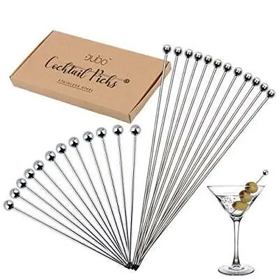 Cocktail Picks Stainless Steel Toothpicks – (4 & 8 Inch) 24 Pack Martini Picks R • $16.99