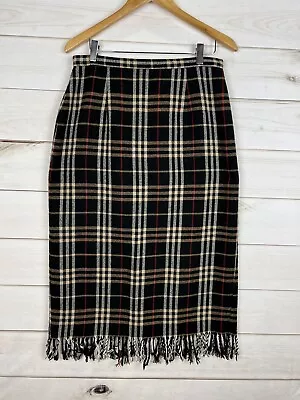 Vintage Briggs Skirt 12P Multicolor Wool Blend Plaid Maxi Lined Fringe • $26.99