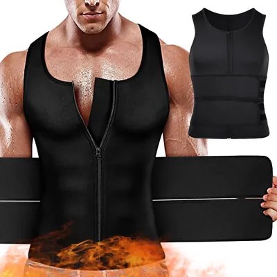 $9.79 • Buy Men Sweat Body Shaper Sauna Slimming Training Shapewear Shirt Top Workout Vest