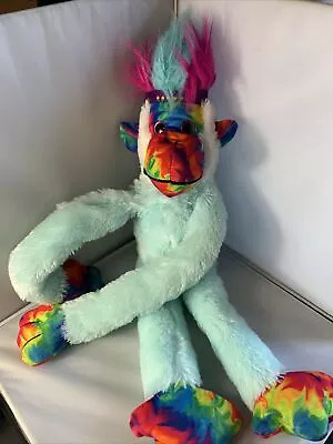 Mohawk  Monkey Plush Stuffed Animal Toy Blue Rainbow Hippie Hanging Tie Dye AT • $9.99