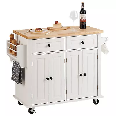 VEVOR 35.4  Kitchen Island Cart Rolling Storage Cabinet Cart With Drawer & Rack • $281.99