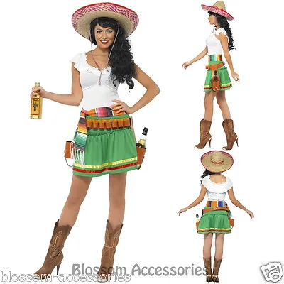 CL290 Tequila Shooter Girl Sombrero Mexican Women Ladies Fancy Adult Costume • $34.35