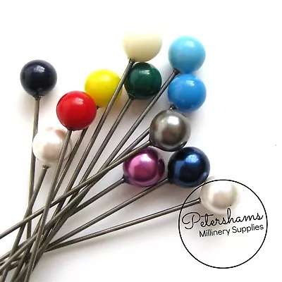 Set Of 12 Extra Long 9cm (3.5 Inch) Hat Pin Style Beaded Millinery Pins • £10