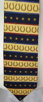 TOMMY HILFIGER USA Americana Stars Horseshoe Equestrian Men's Silk Neck Tie • $11