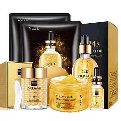 24k Karat Gold Facial Skin Care Kit Set Moisturizing Repair Sleep Mask Acne... • $32