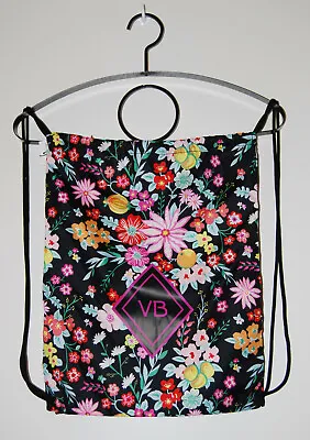 NWT Vera Bradley Tangerine Twist Black Floral Drawstring Backsack One Size • $20