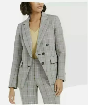 Bar Lll Womens Gray Plaid Checks Career Long Sleeve Jacket Size 0  • $118.87