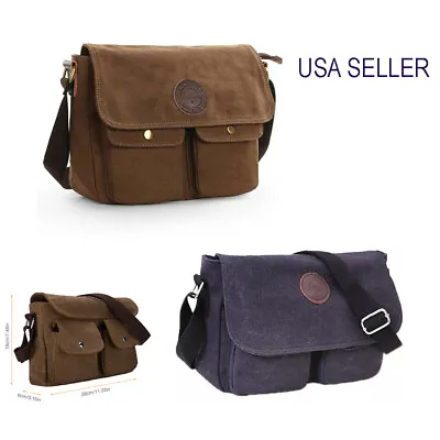 Men's Canvas Cross Body Bag Messenger Shoulder Book Bags School Satchel Vintage • $14.99