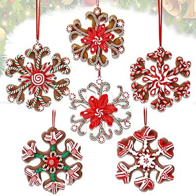 4 Inch Assorted Christmas Snowflake Ornaments Colorful No Glitter Polymer 6 Pcs • $19.16