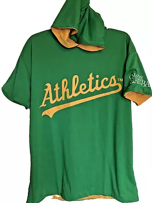 Oakland Athletics XL Reversible Short Sleeve Hoodie Sweatshirt Pullover Mens • $24.95