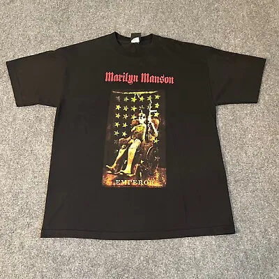 Vtg Marilyn Manson Emperor Tarot Card Tshirt Mens Xl 2000 90s Y2k Goth Band Tee • $199.77