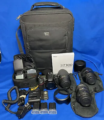 Nikon D7100 Digital SLR 24.1MP Camera W/ (3) Nikkor AF-S Lenses+More 2209 Clicks • $1839.99