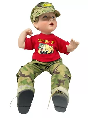 Ashton Drake Galleries USMC Boy Doll Porcelain Semper Fi Military Retired Item • £42.51