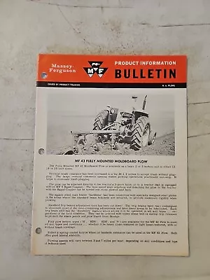 VINTAGE 1965 MASSEY FERGUSON 43 Moldboard Plow PRODUCT INFORMATION Bulletin  • $9.45