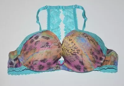 Victoria's Secret PINK Blue Multicolor Push-Up Bralette SIZE 32D Good Condition • $16.99