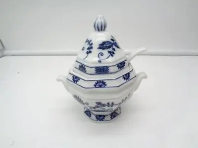 Vienna Woods Fine China Porcelain Blue Onion Sugar Bowl With Lid & Spoon • $24.99