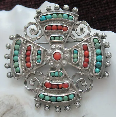 Vintage Matl Matilde Poulat Salas Mexico Sterling Necklace Brooch - 2 Inches • $311.50